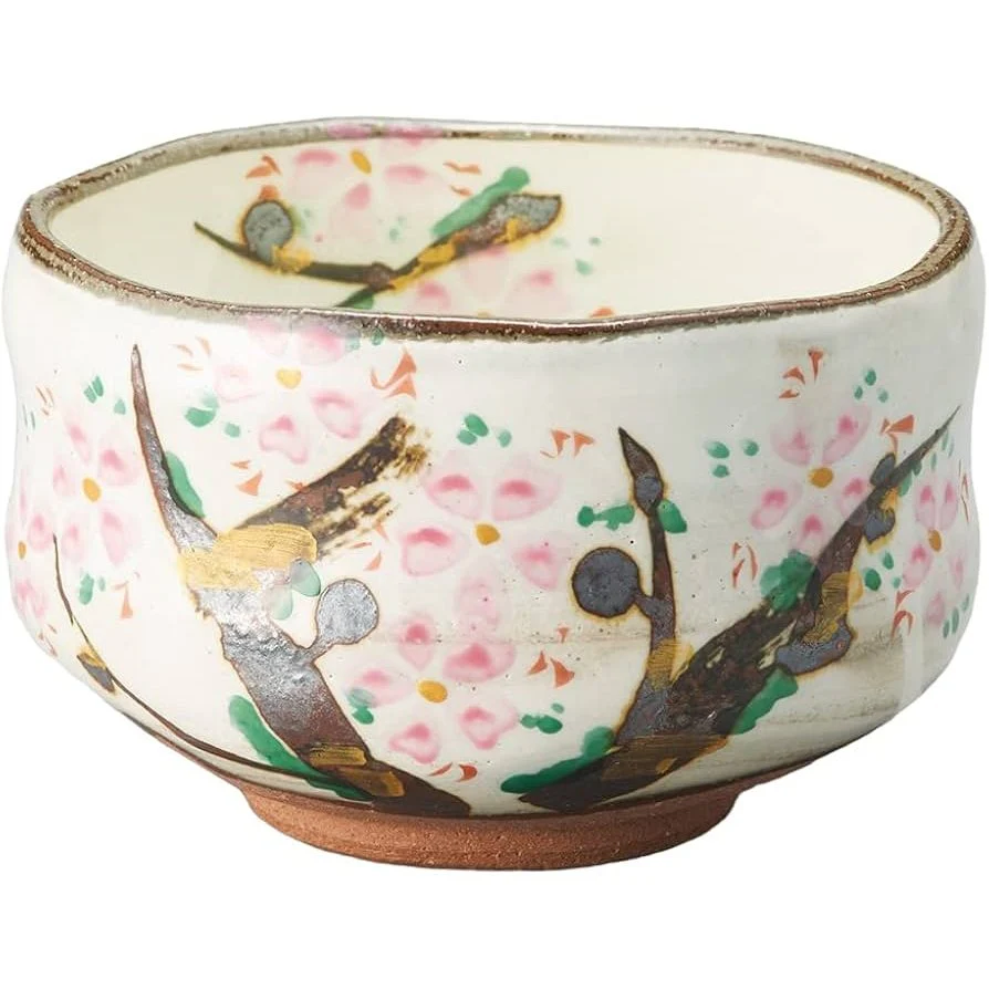 Kobiki Hand-Painted Cherry Blossom Matcha Bowl - Image 3