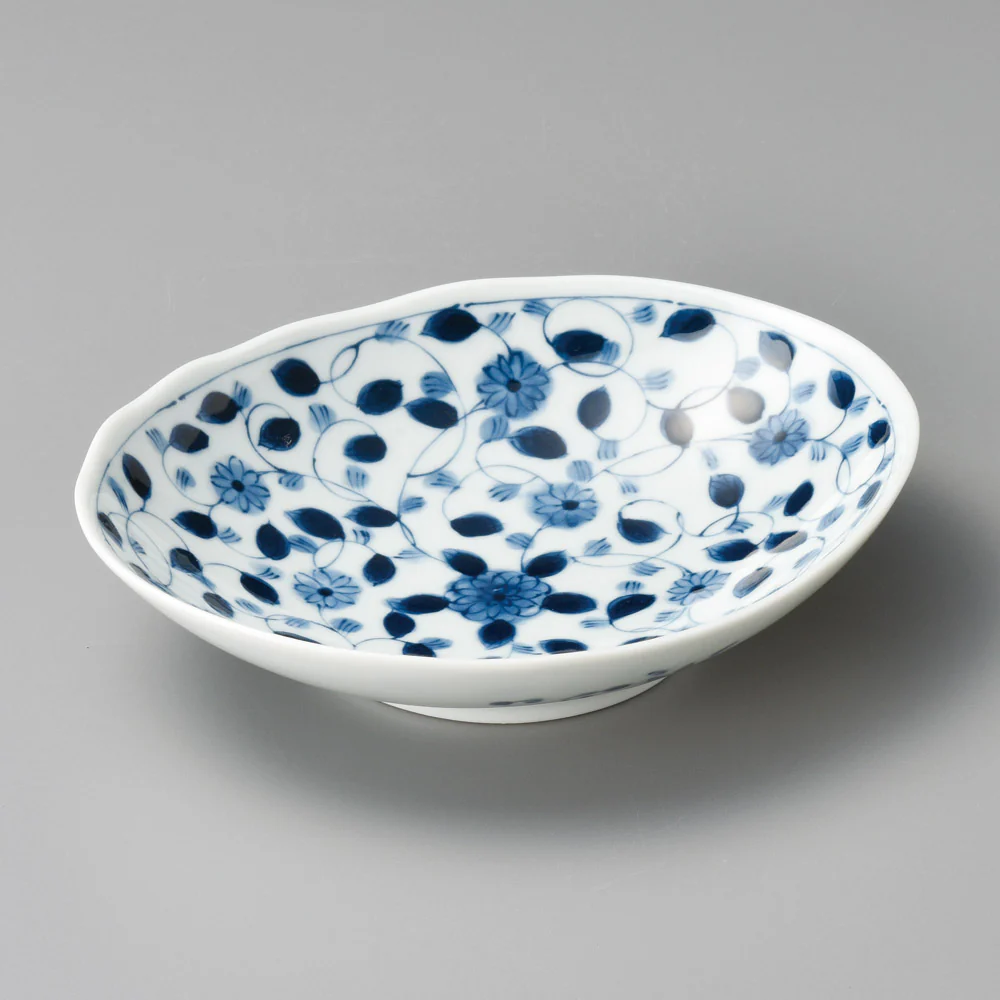 Arabesque Chrysanthemum Oval Deep Plate 19.5×16