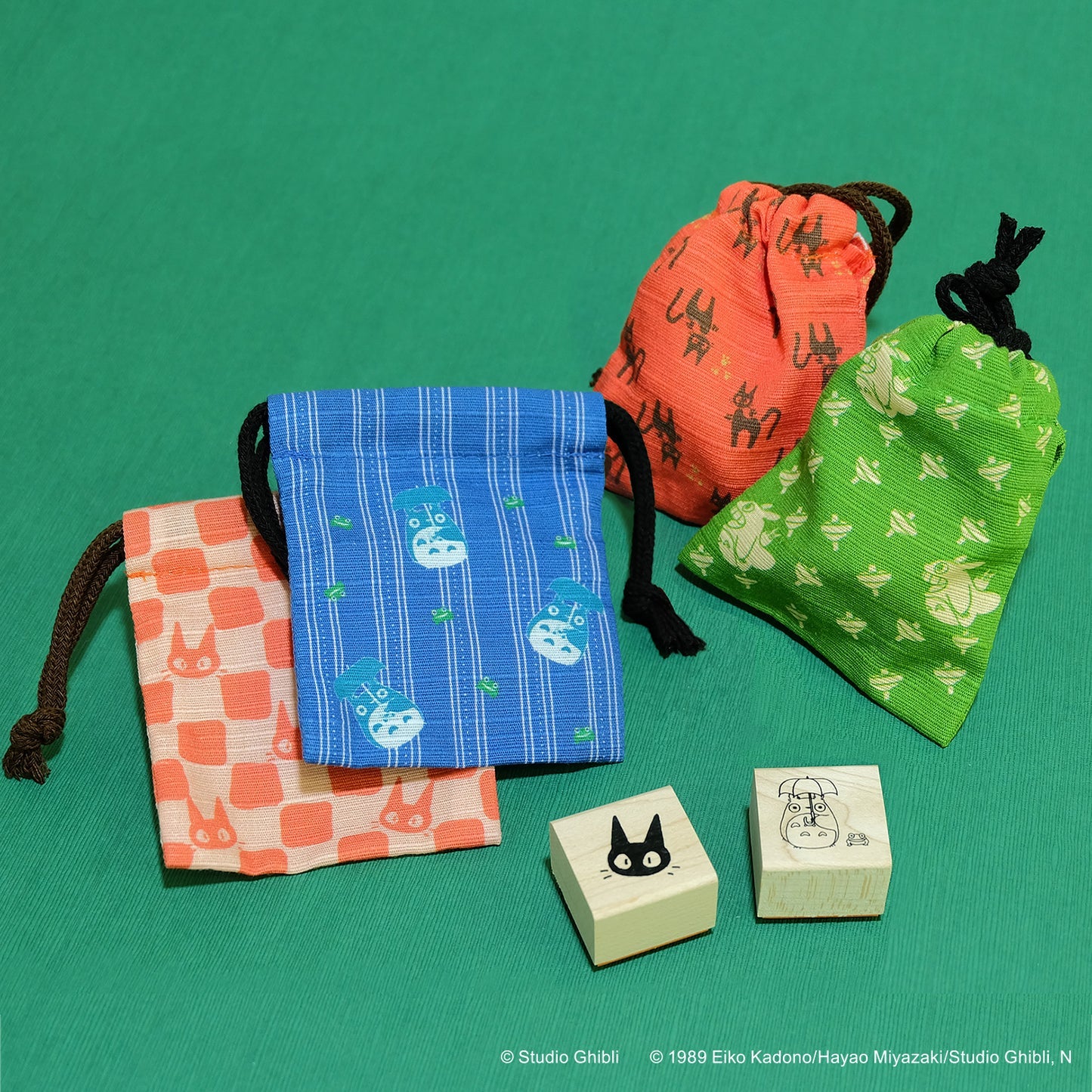 Beverly Stamp Kinchaku Pouch Set – Totoro & Frog - Image 2