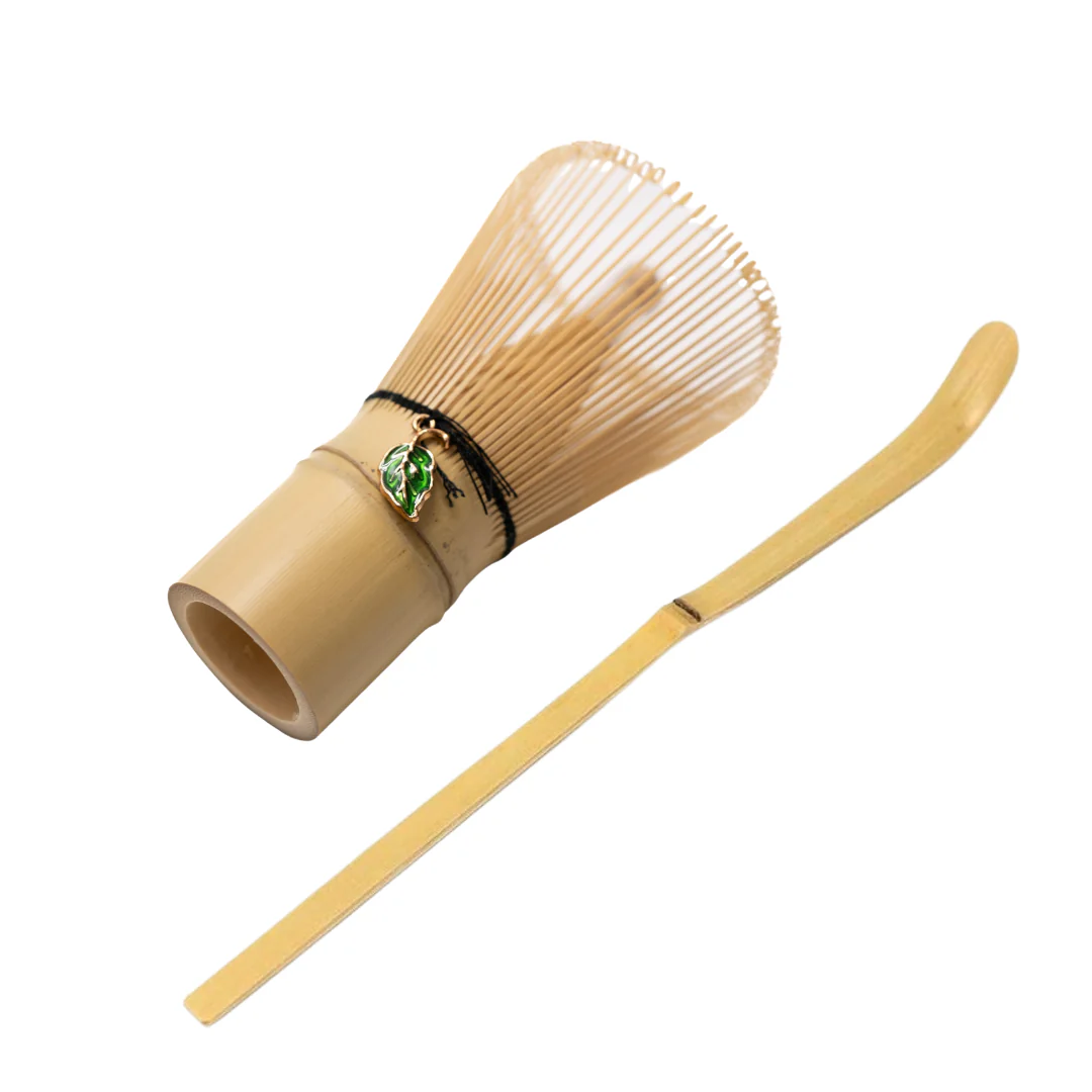 Chasen Matcha Tea Whisk 100 Prong - Green Leaf + Scoop