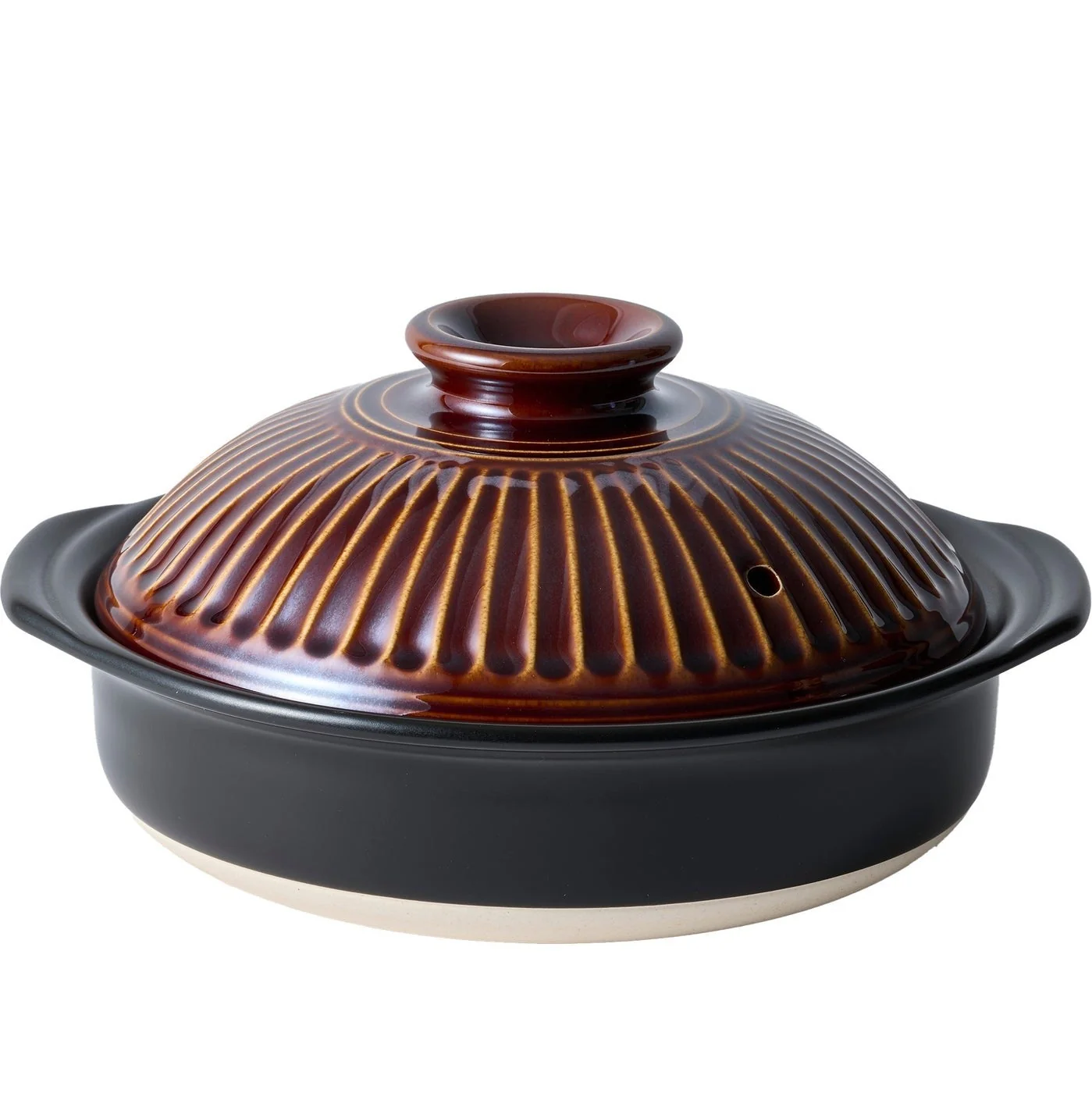 Ginpo Kikka Donabe Japanese Clay Pot 25cm 1.9L Brown Ame Size 8