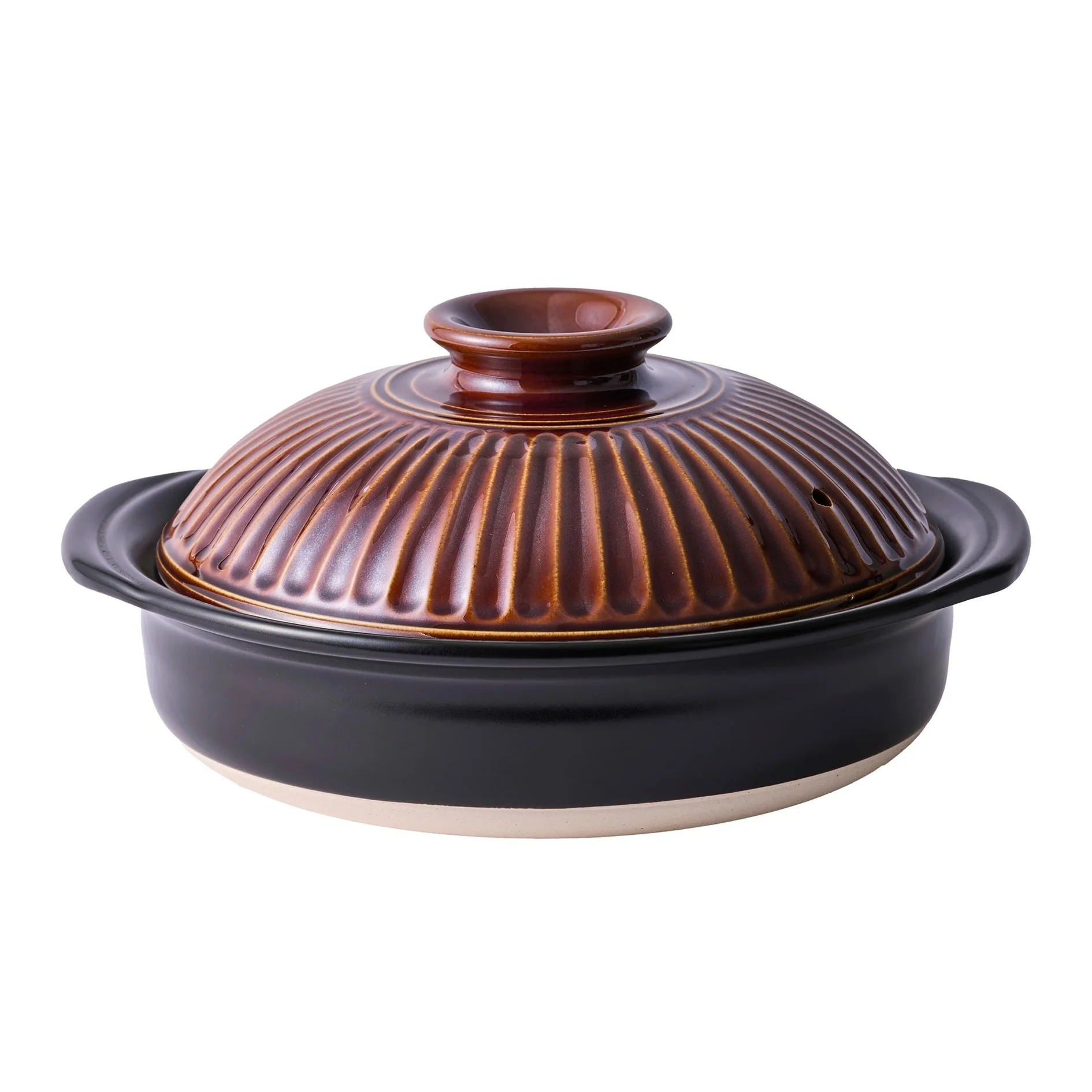 Ginpo Kikka Donabe Japanese Clay Pot 28cm 2.7L Brown Ame Size 9