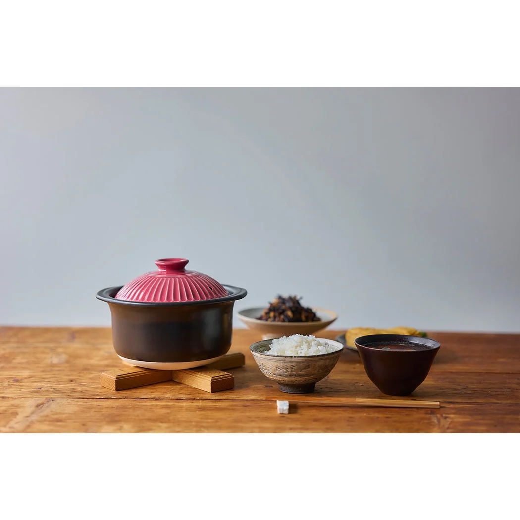 Ginpo Kikka IH Rice Multi Clay Pot 1.8L Size 3 - Pink Plum - Image 2