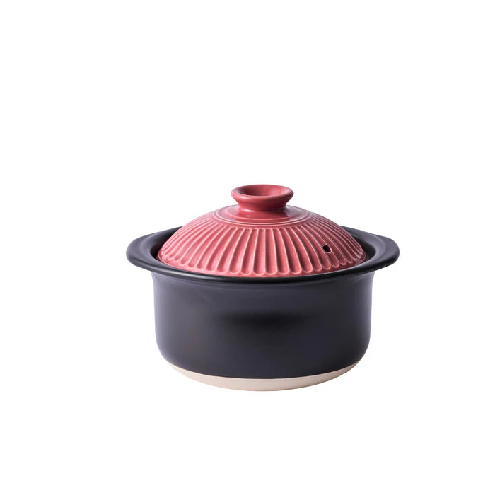 Ginpo Kikka Rice Multi Clay Pot 1.8L Size 3 - Pink Plum