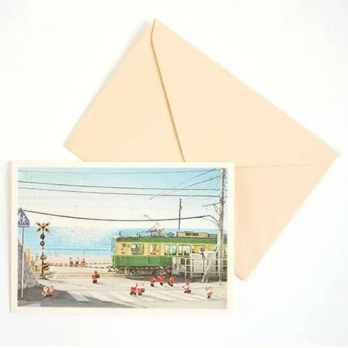 Greeting Life Japanese Style Mini Santa Christmas Card - Kamakura Train - Image 2