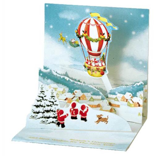 Greeting Life Mini SantaChristmas Pop-up Mini Card - Air Baloon