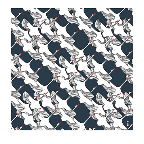 Hamamonyo Auspicious Crane Gauze Handkerchief 50cm