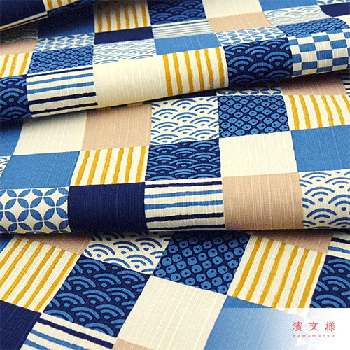 Hamamonyo Ichimatsu Komon Mix Furoshiki Wrapping Cloth 90cm - Image 2