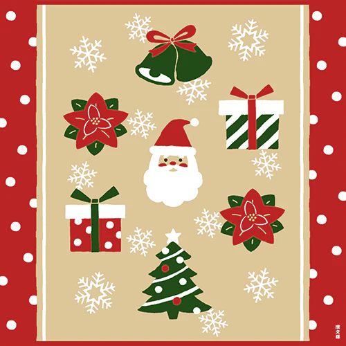 Hamamonyo Merry Christmas Furoshiki Wrapping Cloth 50cm