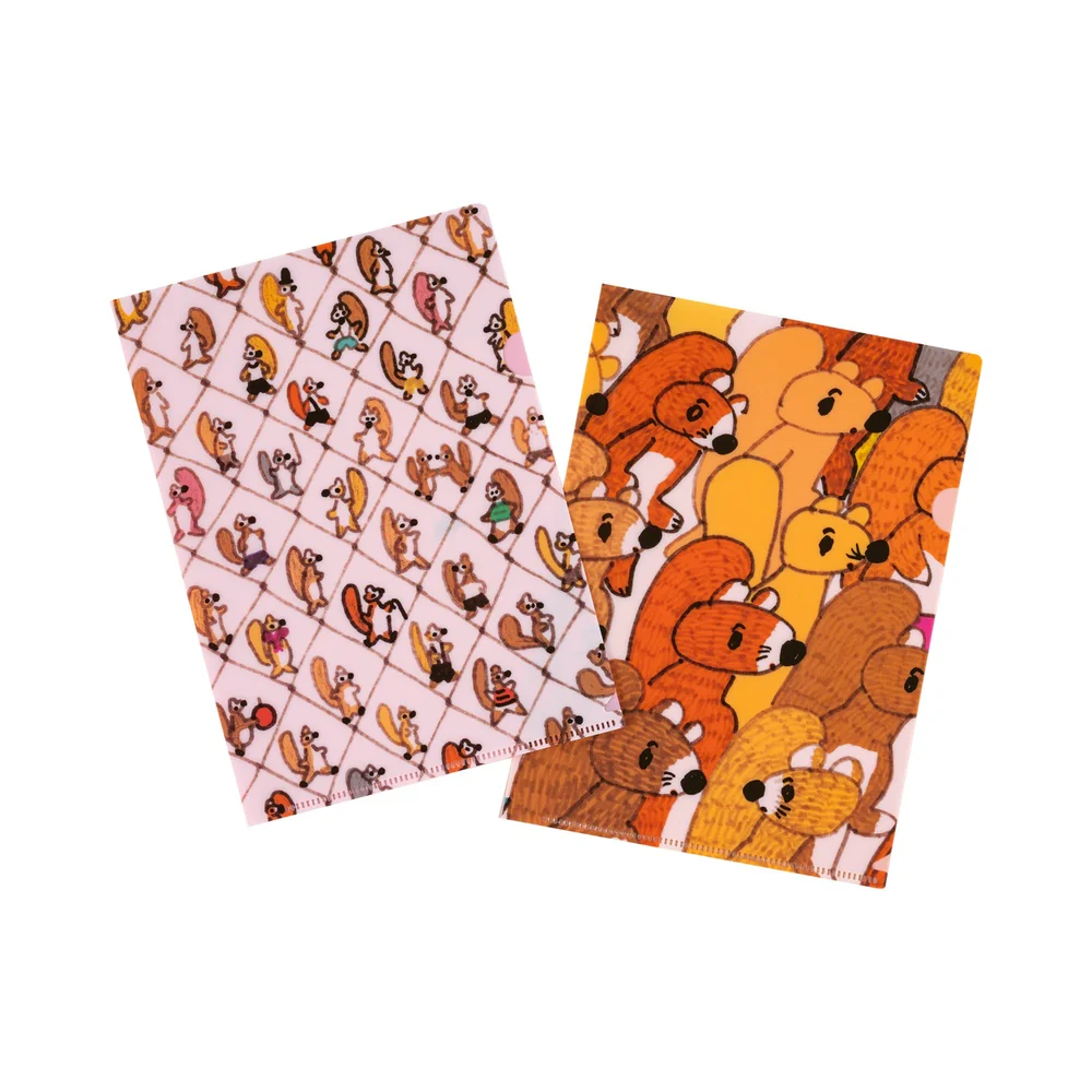 Hobonichi Techo 100%ORANGE: Hobonichi Folder Set of 2 for A5 Size (Squirrel Squadron)
