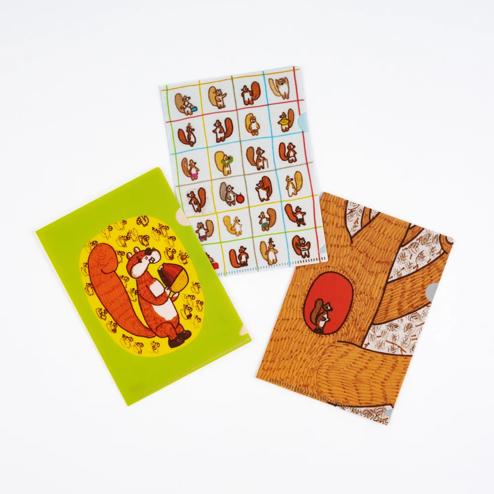 Hobonichi Techo 100%ORANGE: Hobonichi Folder Set of 3 for A6 Size (Squirrel’s Moving Day)