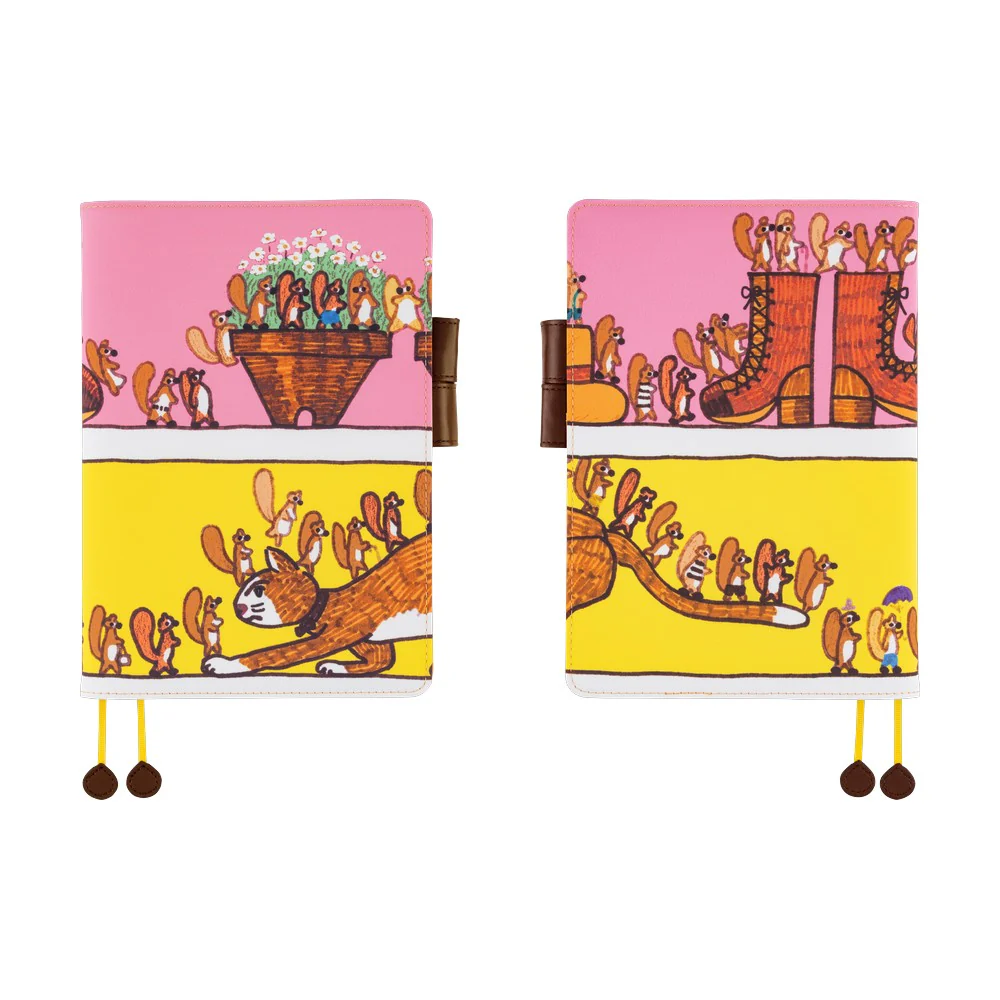 Hobonichi Techo A5 Cousins Planner Cover - 100%ORANGE: Where’s the Squirrel Going - Image 11