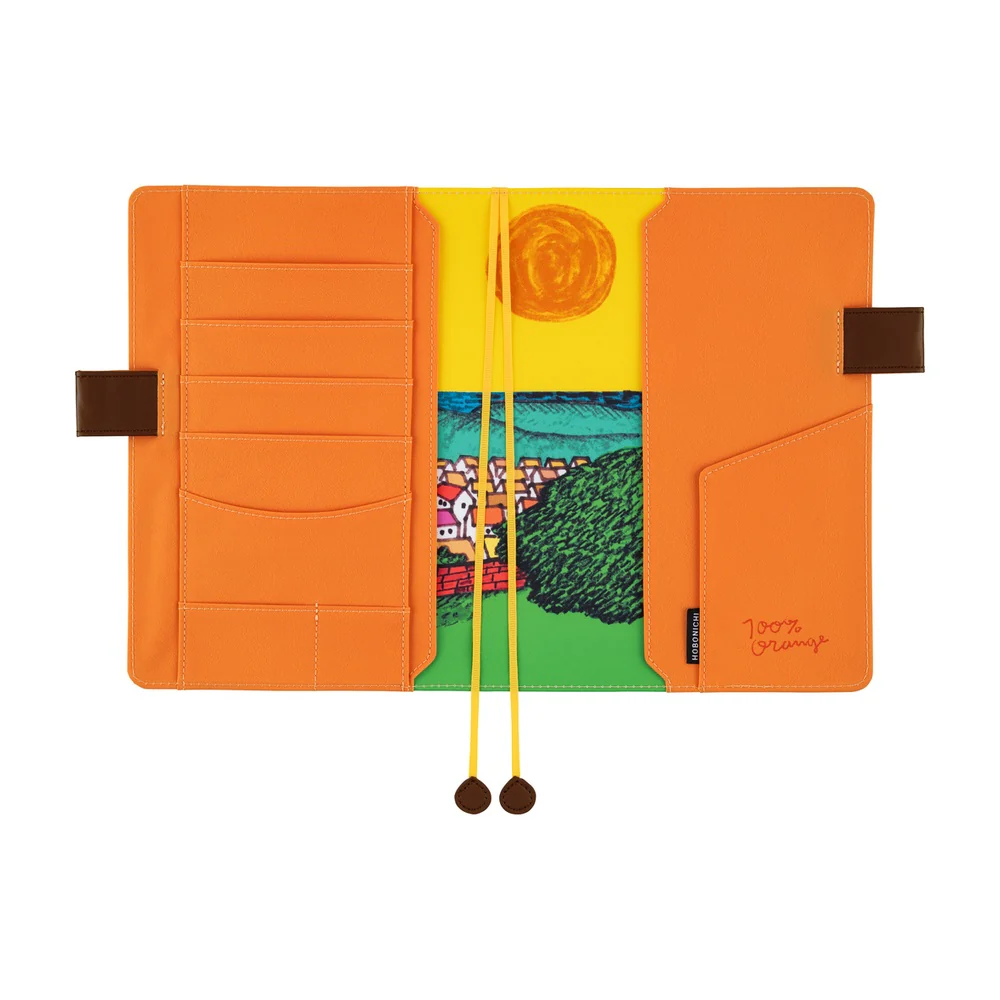 Hobonichi Techo A5 Cousins Planner Cover - 100%ORANGE: Where’s the Squirrel Going - Image 2