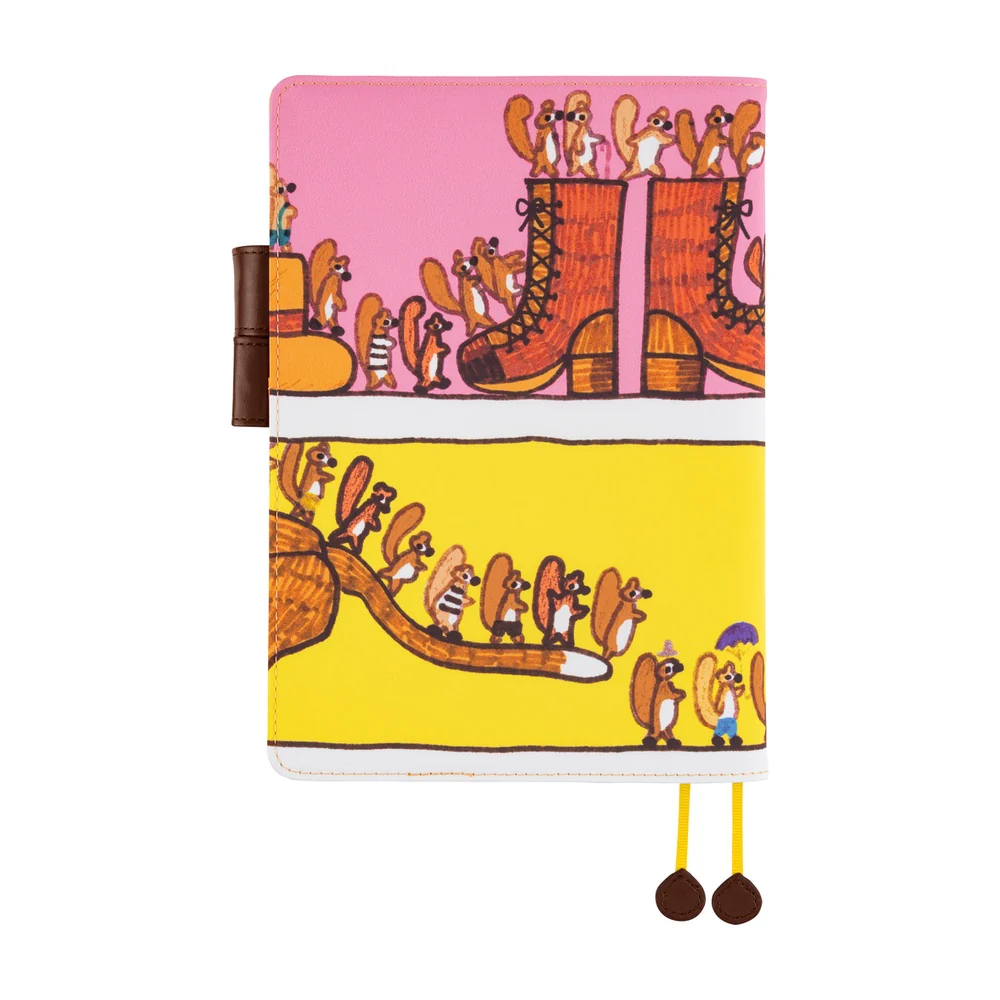 Hobonichi Techo A5 Cousins Planner Cover - 100%ORANGE: Where’s the Squirrel Going - Image 3