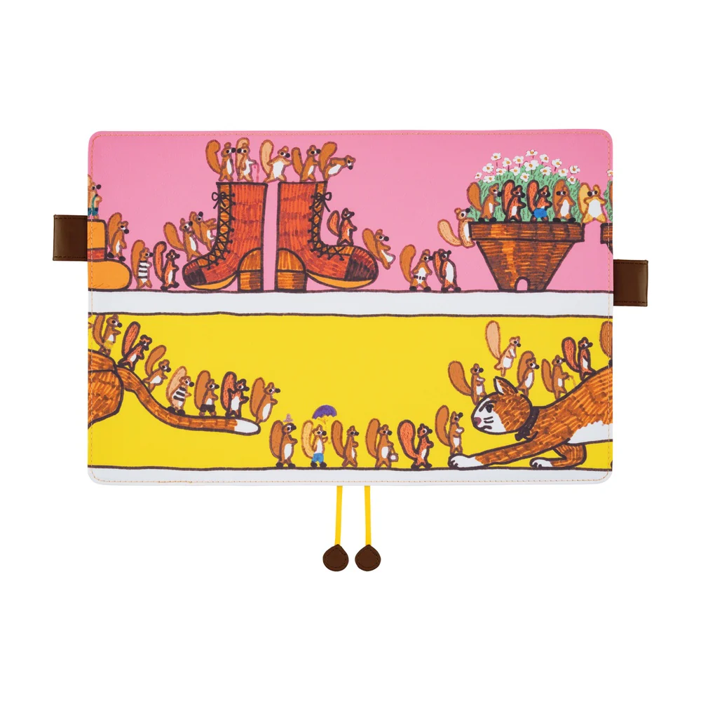 Hobonichi Techo A5 Cousins Planner Cover - 100%ORANGE: Where’s the Squirrel Going - Image 4