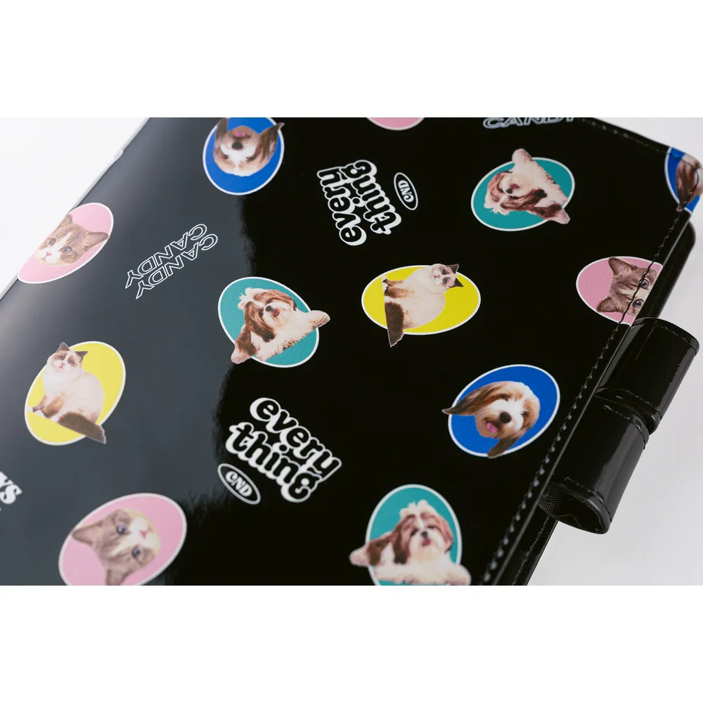 Hobonichi Techo A5 Cousins Planner Cover - Candy Stripper: Random Dog & Cat (Black) - Image 5