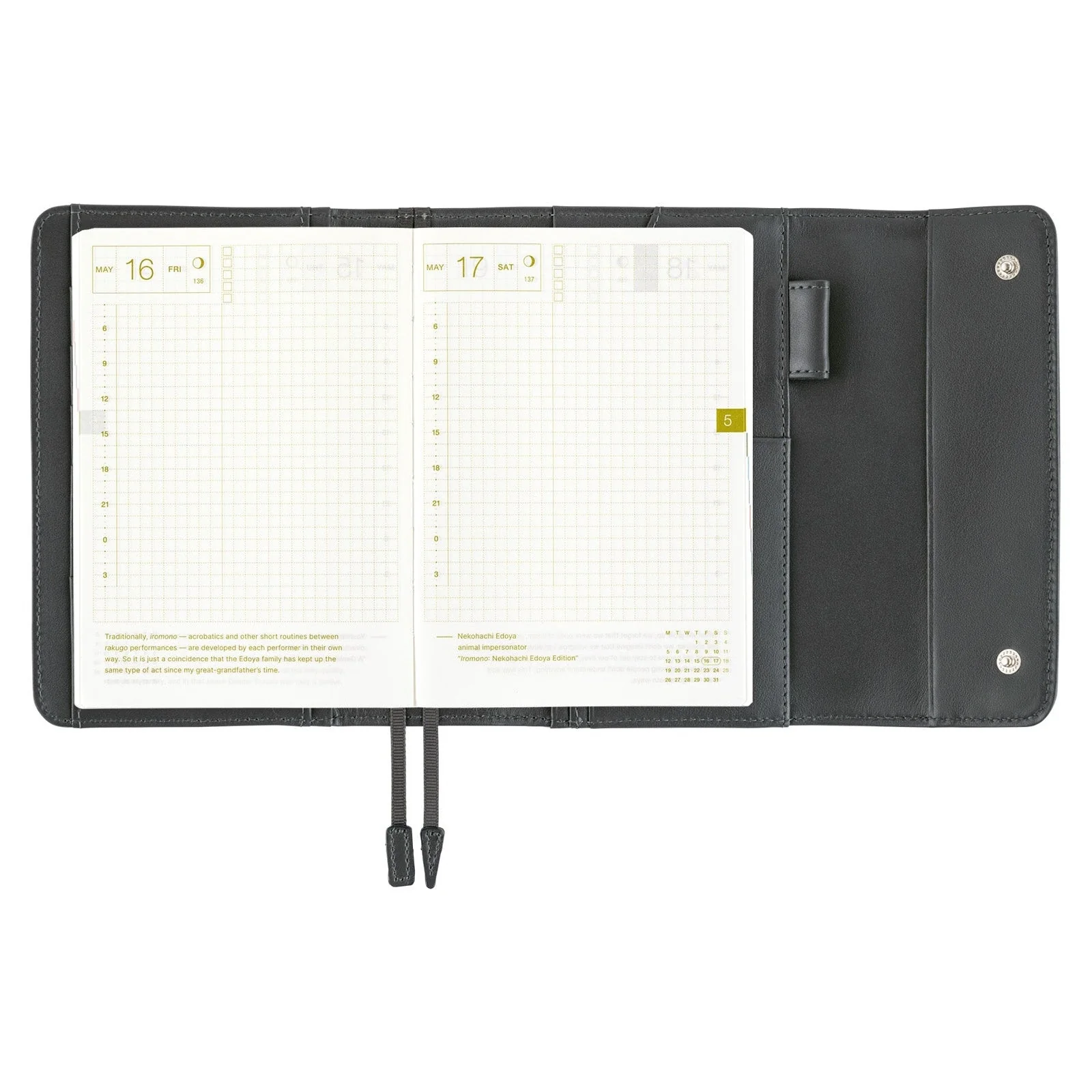 Hobonichi Techo A6 Original Planner Cover - Leather: Charcoal Gray - Image 8