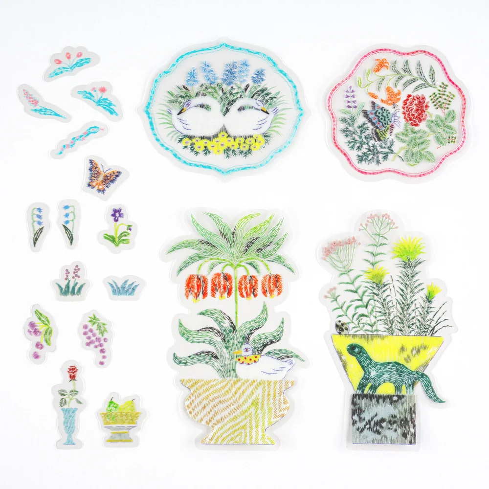 Hobonichi Techo iyo okumi: Transparent Embroidery Sticker Set - My Garden - Image 2