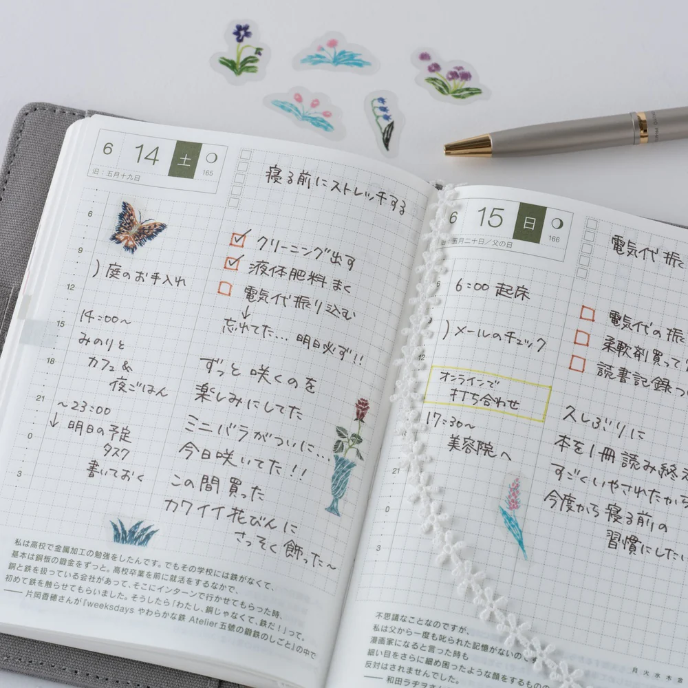 Hobonichi Techo iyo okumi: Transparent Embroidery Sticker Set - My Garden - Image 5