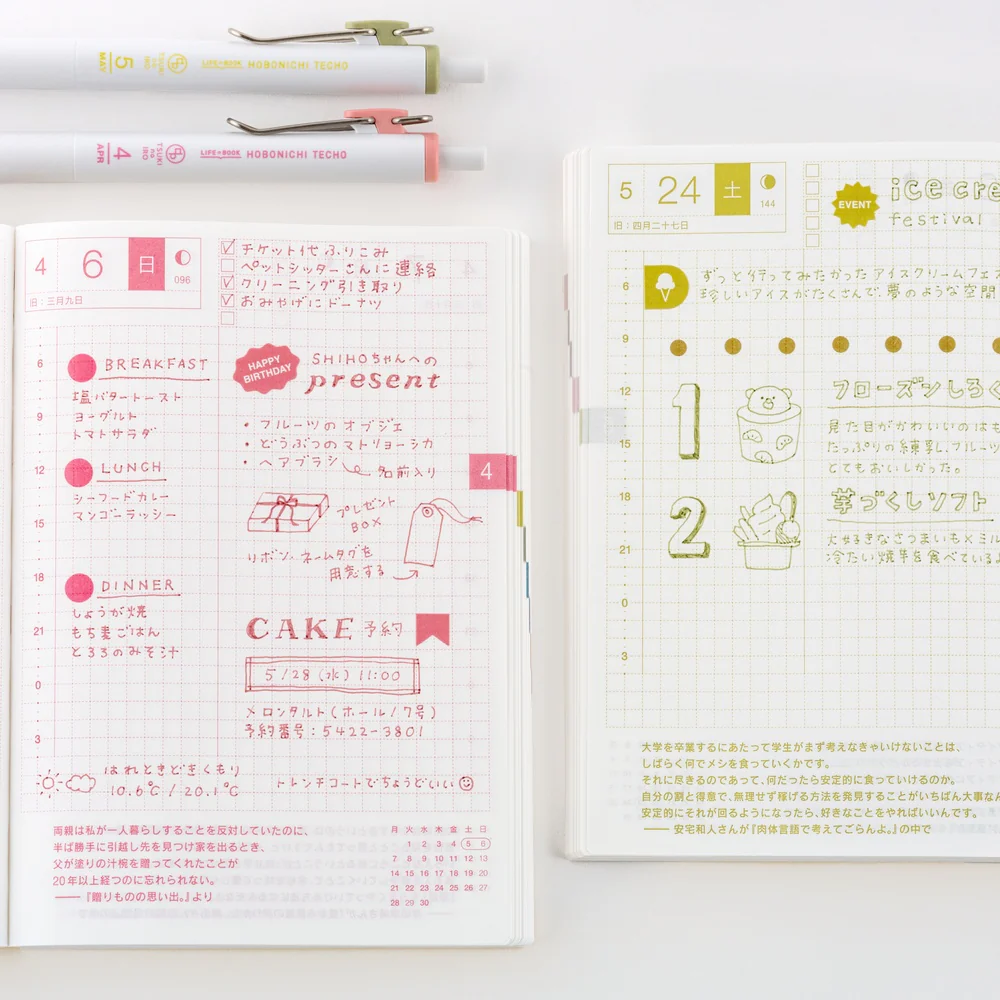 Hobonichi Techo TSUKI no IRO: Uniball One - Jan-June Set with Case - Image 3