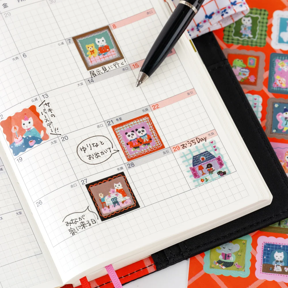 Hobonichi Techo Yumi Kitagishi: Stickers - Daily Life of White Cat - Image 2