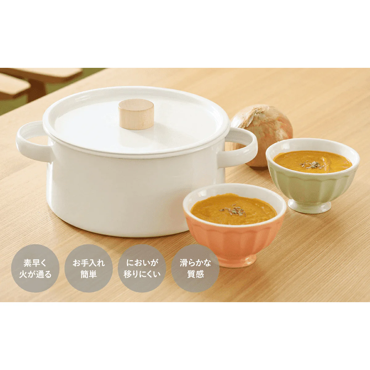 Kaico Enamel Two-Handle Pot - Image 3