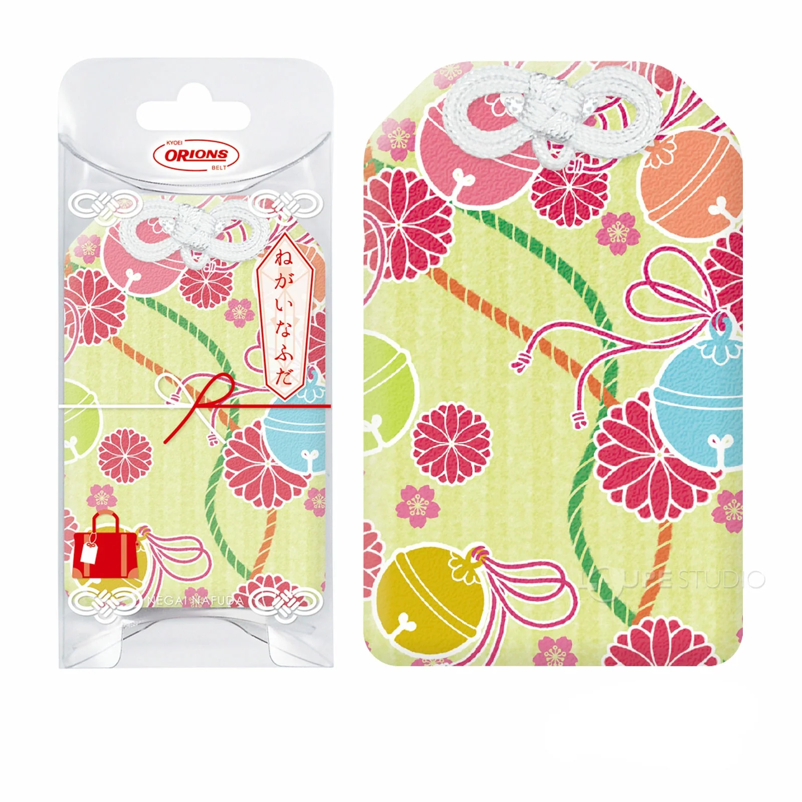 Kyoei Omamori Charm Name Card Holder - Green Bell - Image 2