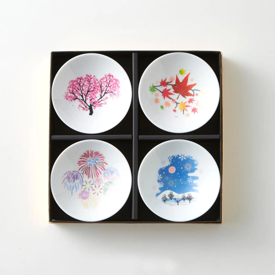 Marumo Takagi Colour Changing Four Seasons of Japan Sake Cup 4P Set