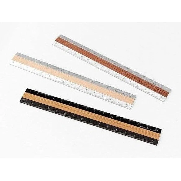 Midori Aluminium & Wood Ruler 15cm