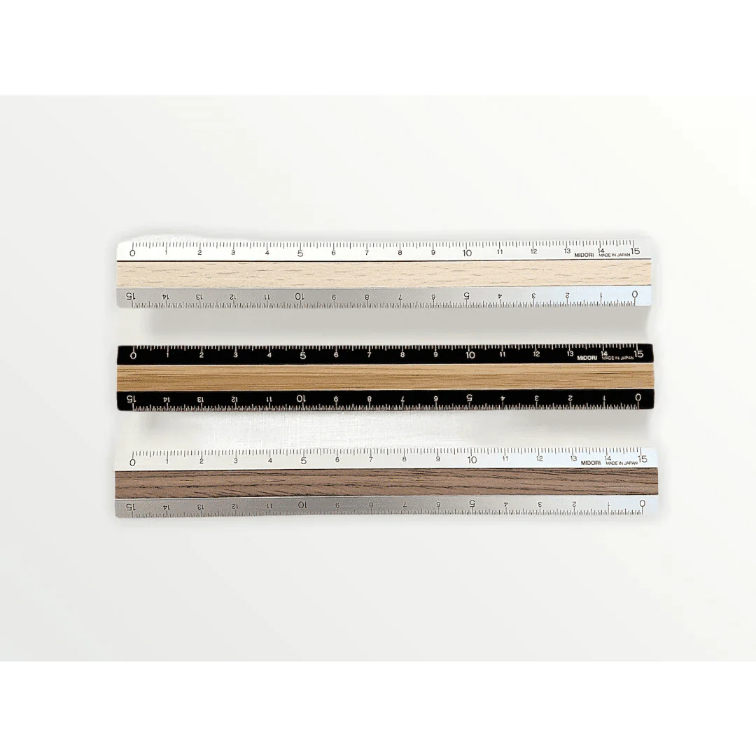 Midori Aluminium & Wood Ruler 15cm - Image 2