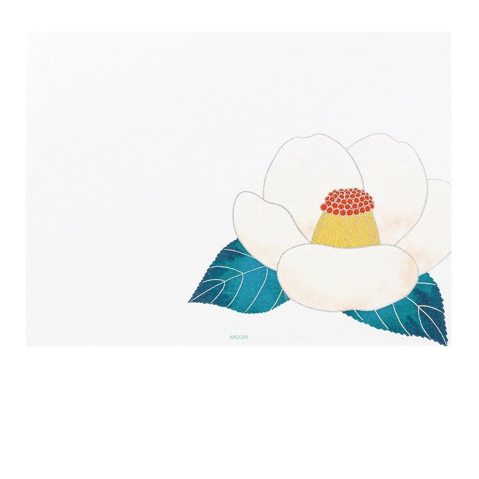 Midori Kami Letter Set Red & White Camellia - Image 4