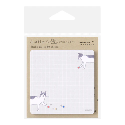 Midori Memo & Message Sticky Note - Ball & Cat - 30 Sheets