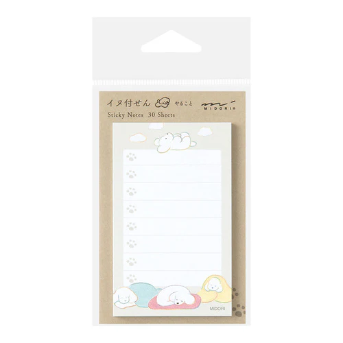Midori To-Do List Sticky Note - Dogs Grey - 30 Sheets