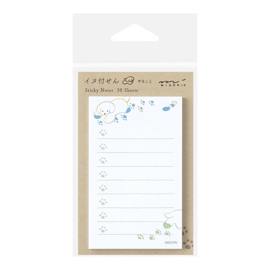 Midori To-Do List Sticky Note - Dogs White - 30 Sheets