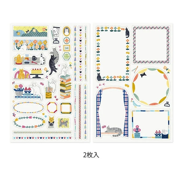 Midori Yuru Log Planner Sticker Sheets 2P - Cats - Image 2