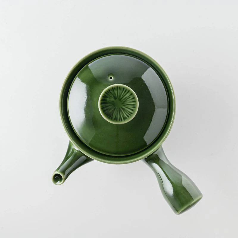 Miyama Crease Kyusu Teapot 400ml - Oribe green - Image 3