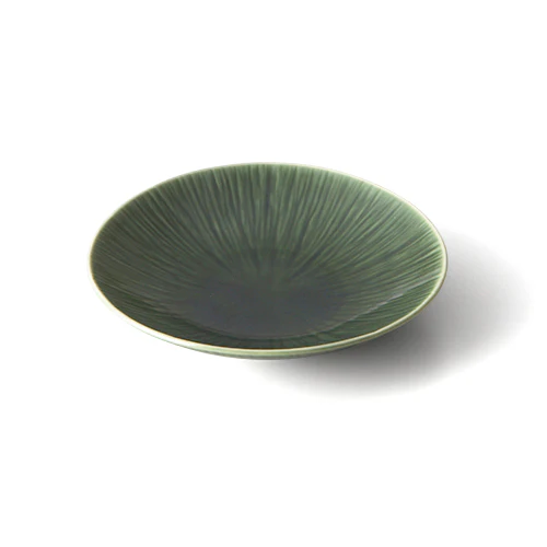 Miyama Crease Small Plate 16D - Oribe Green