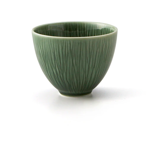 Miyama Crease Tea Cup 150ml - Oribe Green
