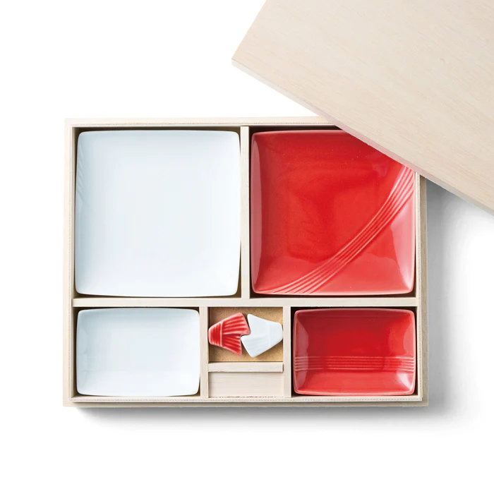 Miyama Mizuhiki Red & White Plate Gift Set