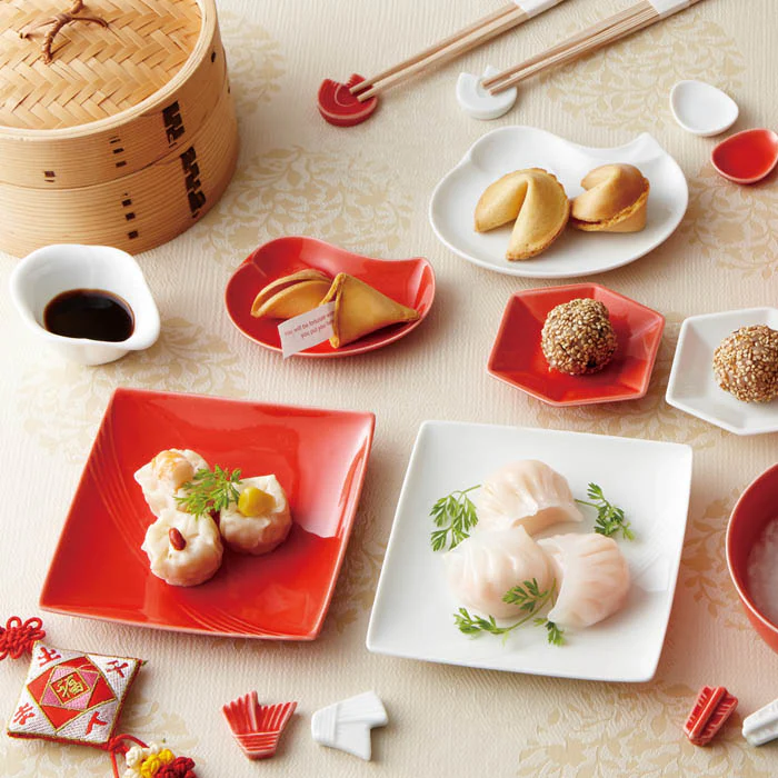Miyama Mizuhiki Red & White Plate Gift Set - Image 3