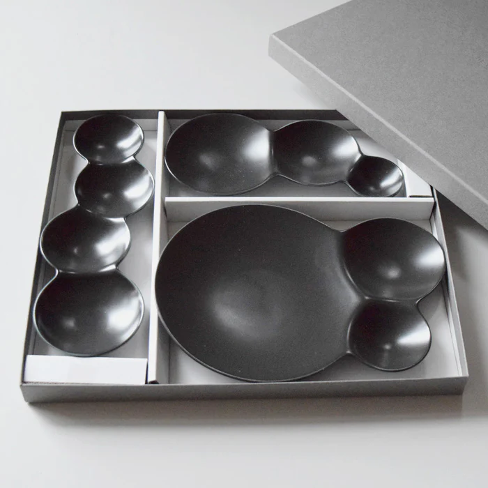 Miyama Savone Divided Plate Gift Set 3P - Black