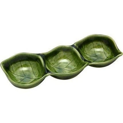 Oribe Leaf 3-Section Condiment Plate - 17.5x6.5cm
