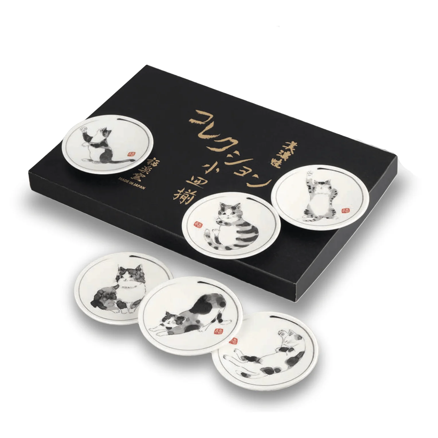 Neko-e Cat Kozara 6P Plate Set