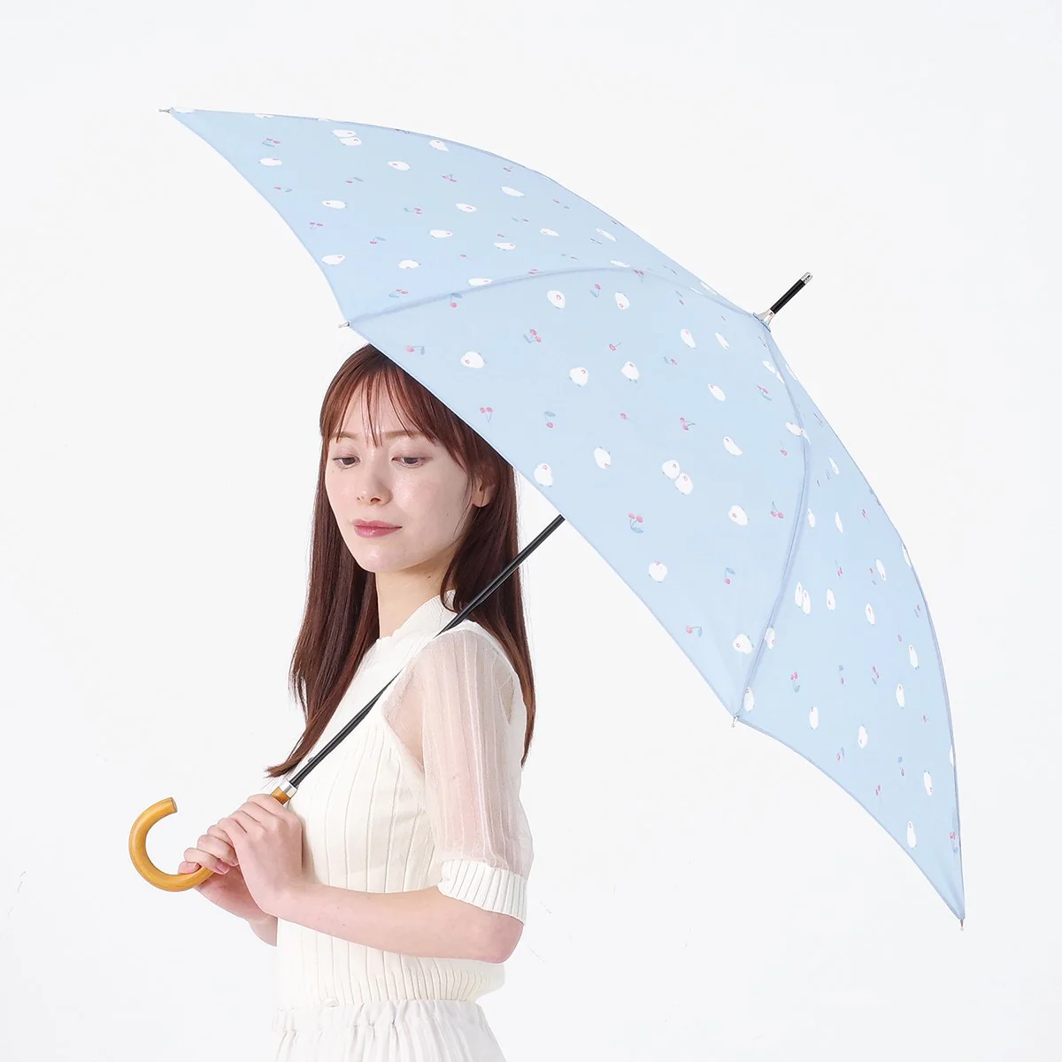 Nifty Colors Paperbirds Cherries Smart Jump Umbrella 60cm - Image 5