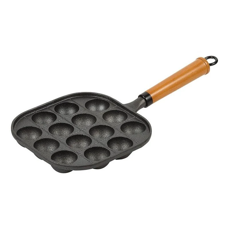 Pearl Life Cast Iron Takoyaki Plate (14 Holes) with Wood Handle