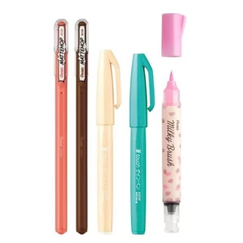 Pentel Mattehop x Fudepen 5P Set - Sweet Moments - Image 2