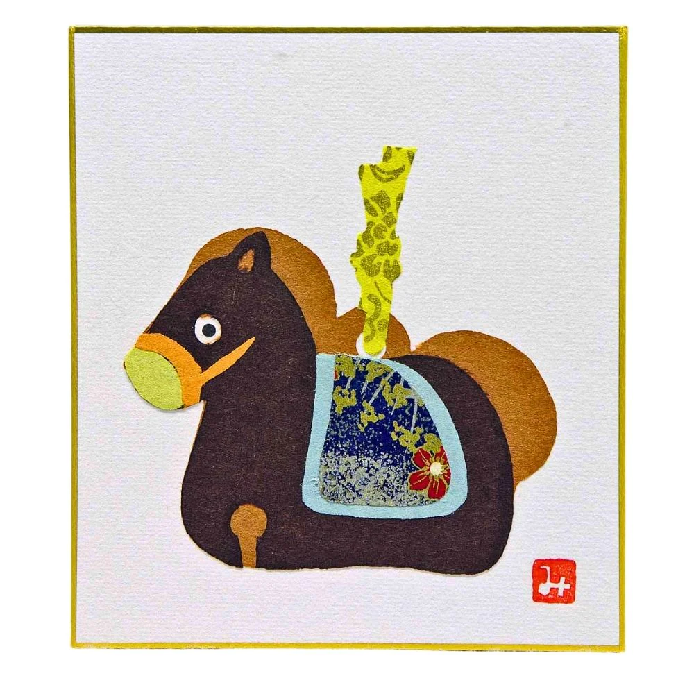 Ryukodo Shikishi Art – Zodiac Horse Tea Suzu Bell