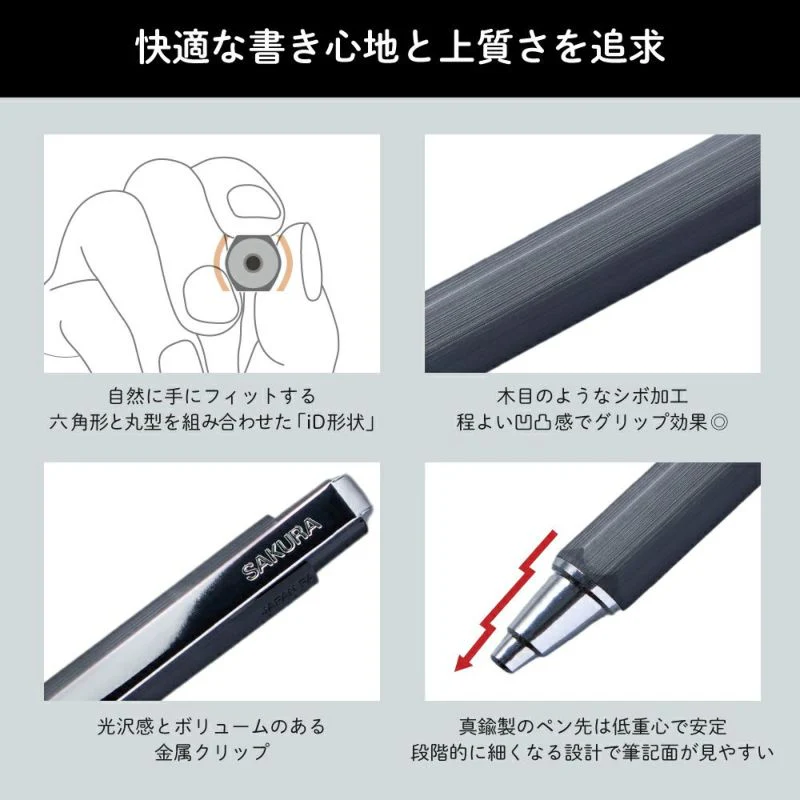 Sakura Ballsign iD Gel Ink Ballpoint Pen 0.3mm - 6 Black Colour Set - Image 4