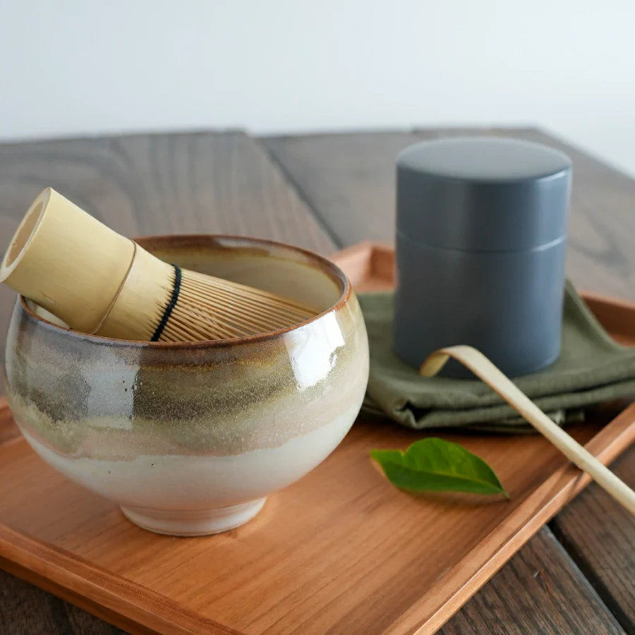 Saliu Handcrafted Amber Kohaku Matcha Bowl - Image 2