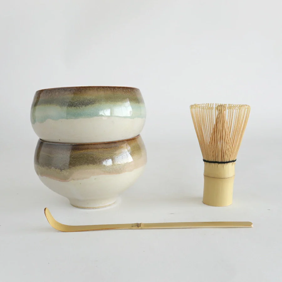 Saliu Handcrafted Amber Kohaku Matcha Bowl - Image 3